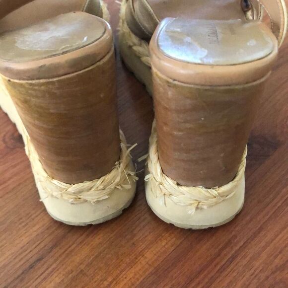 Paloma Barcelo wooden wedge shoes raffia leather 38 - Picture 10 of 11